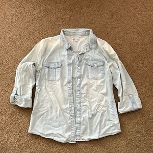 Charlotte Russe size M button down washed denim shirt